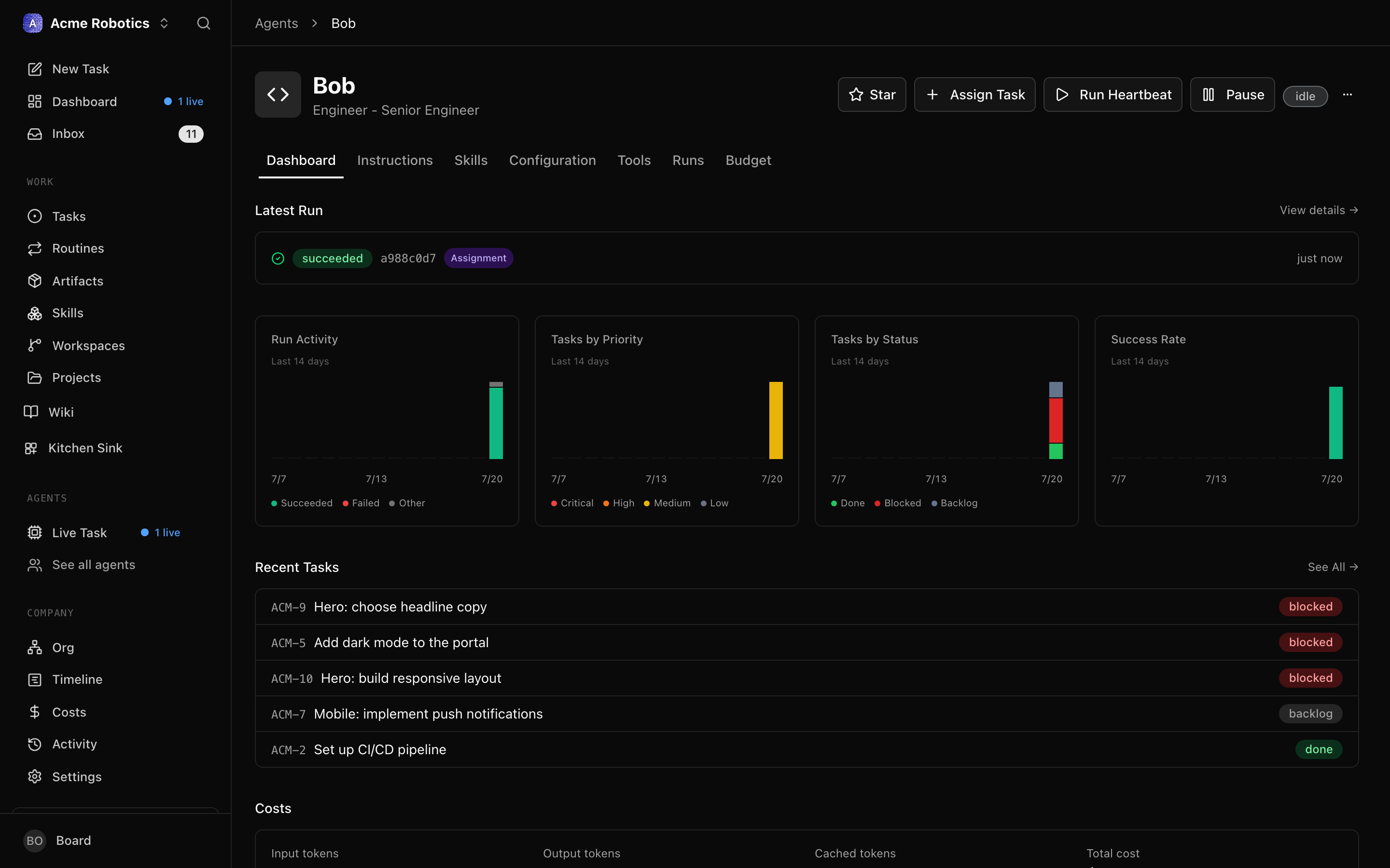 Dashboard tab